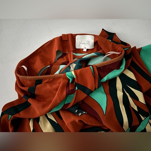 Johanna Ortiz CAPTIVATING STYLE SILK MIDI SKIRT IN RUST & TURQUOISE SZ 0 - Picture 12 of 14